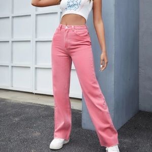 SHEIN washed raw hem straight leg jeans